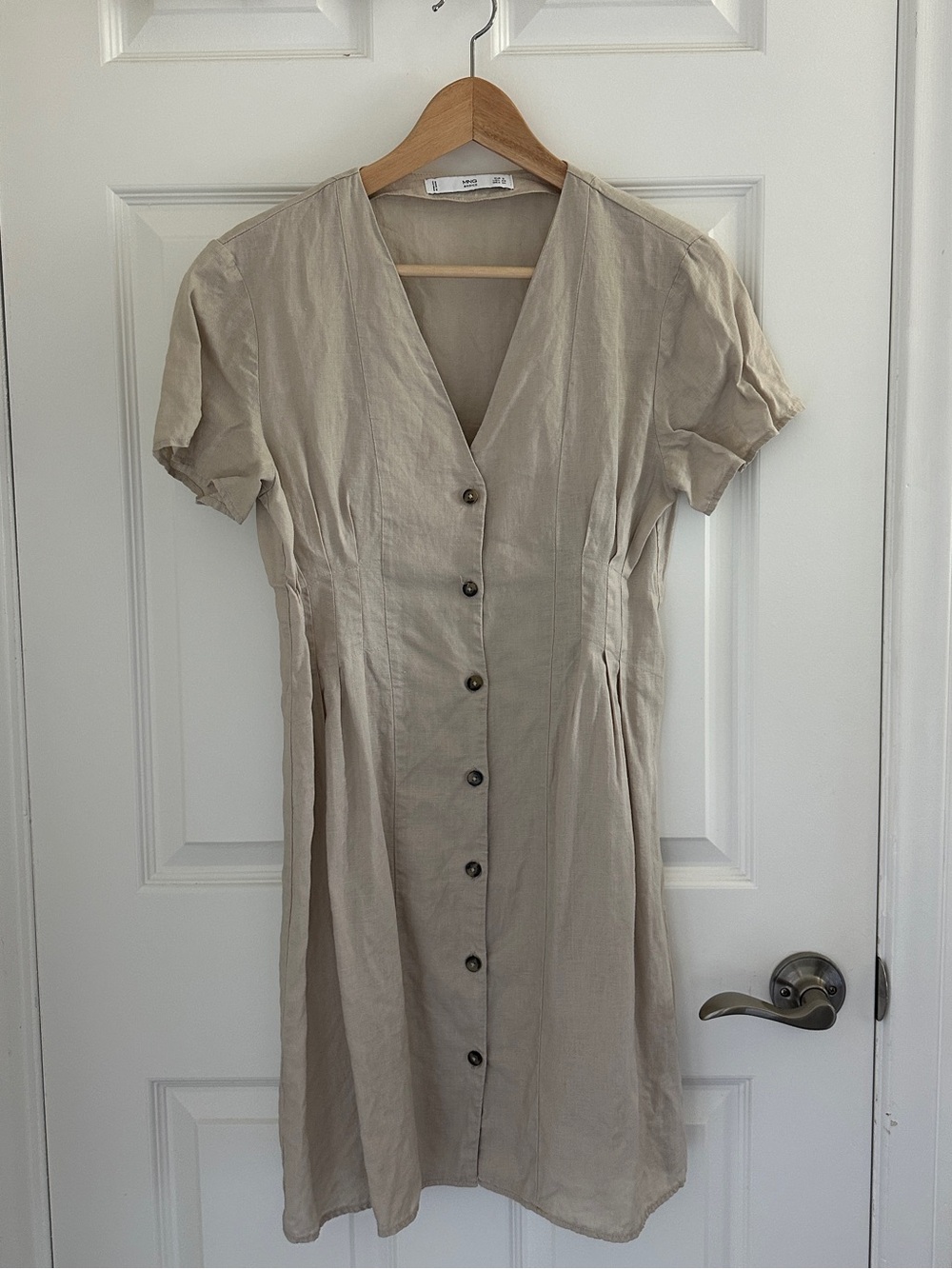 MNG Basics Beige Linen Dress